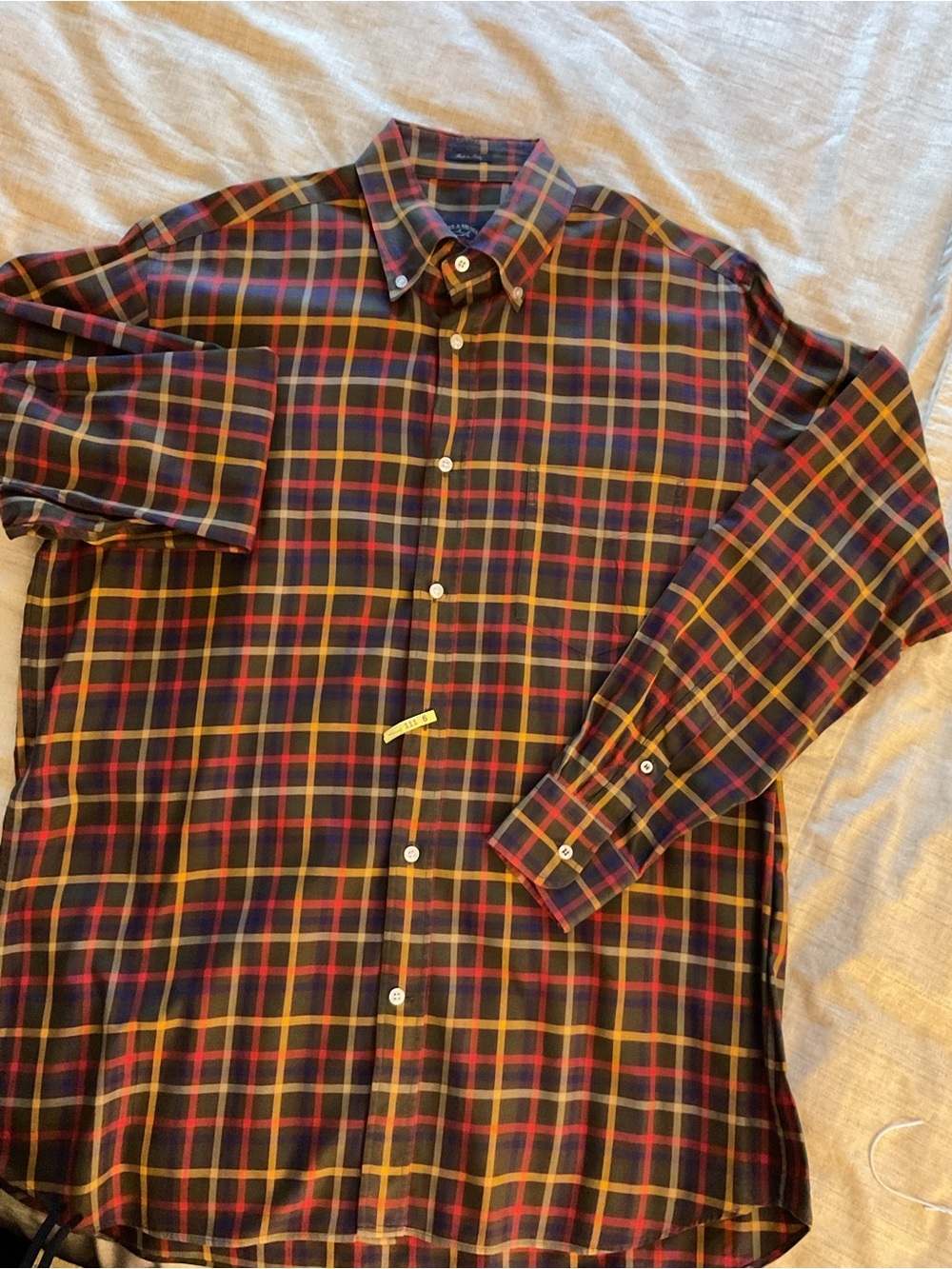 Paul & Shark Yachting Plaid Cotton Long Sleeve Button Down Shirt. Mens size L.